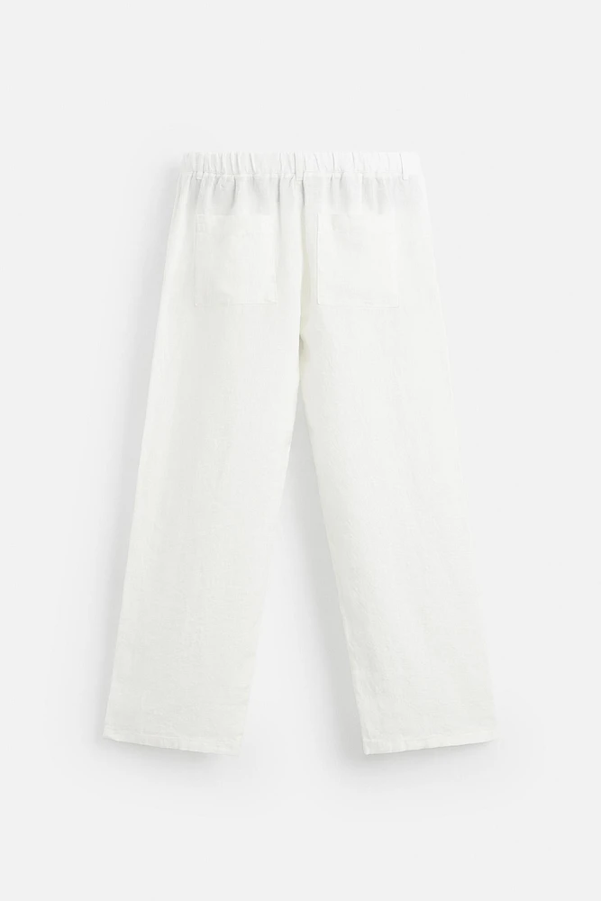 RELAXED FIT 100% LINEN PANTS