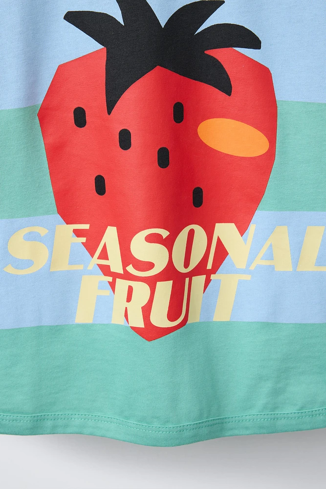 T-SHIRT À RAYURES ET IMPRIMÉ FRAISE