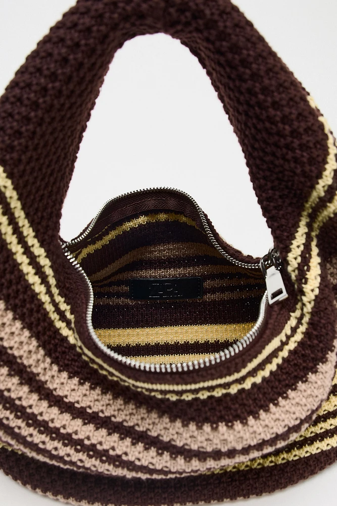 STRIPED CROCHET BUCKET BAG