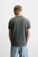 WASHED T-SHIRT WITH CONTRAST PRINT