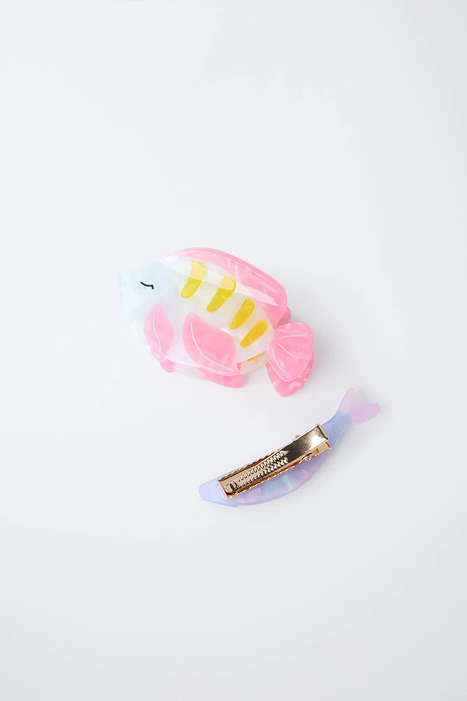 PACK OF TWO FISH HAIR CLIPS