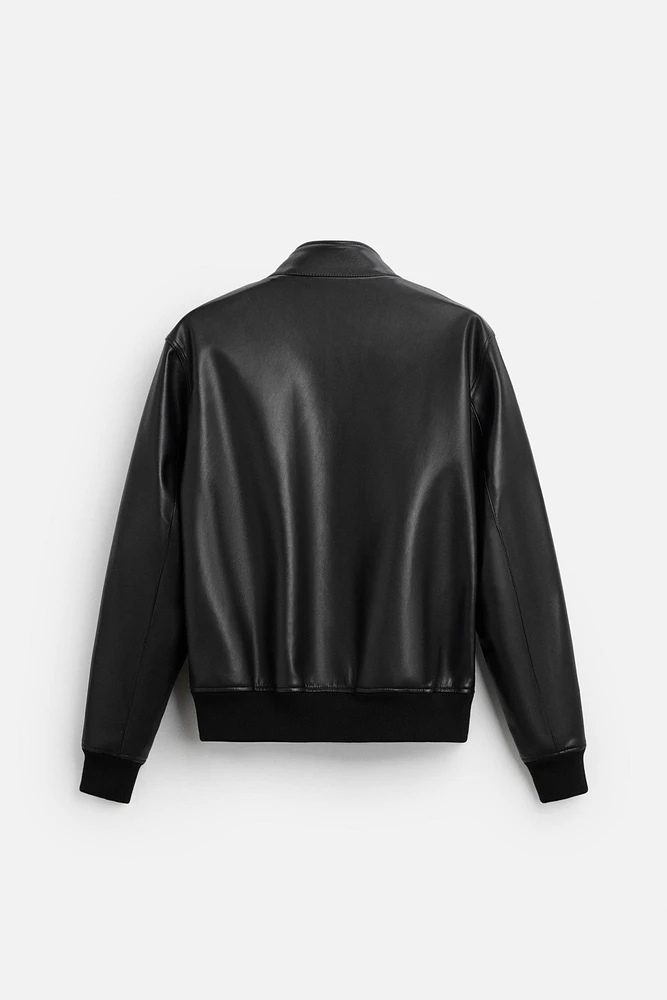 FAUX LEATHER BOMBER JACKET