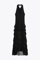 ROBE LONGUE HALTER VOLANTS