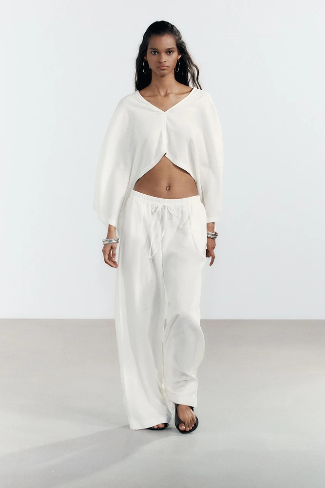 PANTALON PALAZZO EN LIN