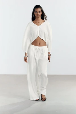 PANTALON PALAZZO EN LIN
