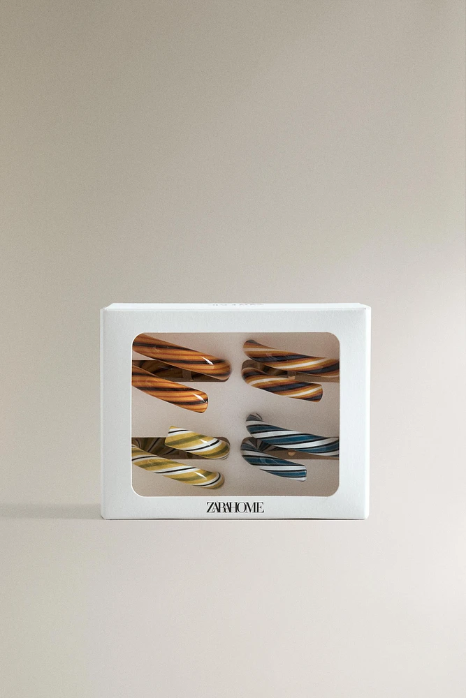 LOT PORTE-SERVIETTES VERRE SPIRALE (LOT DE 4)