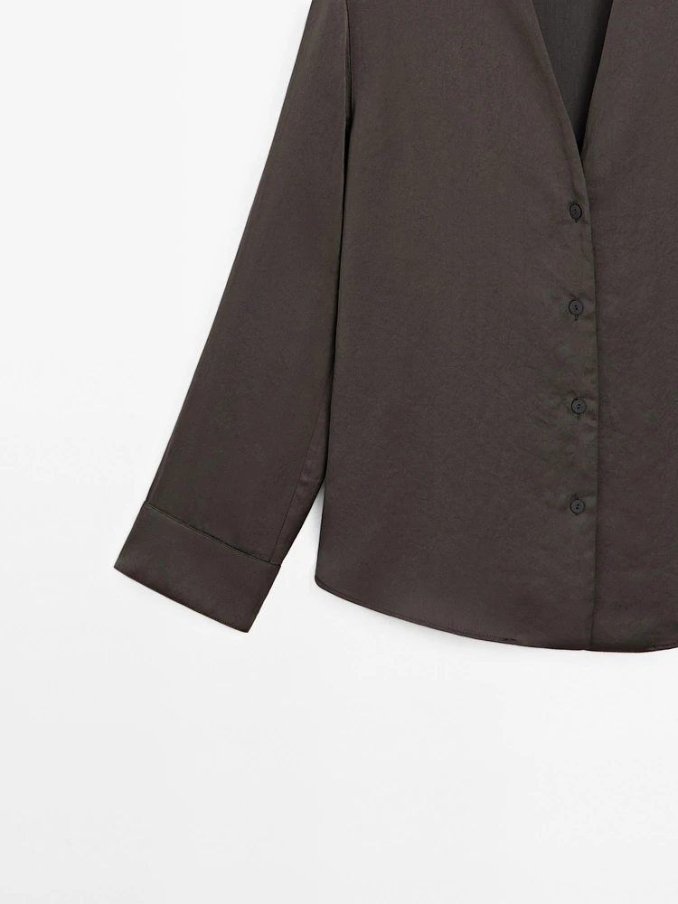 Long sleeve cotton blend shirt
