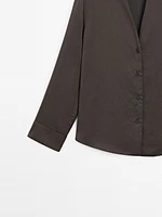 Long sleeve cotton blend shirt