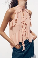 RUFFLED HALTER TOP