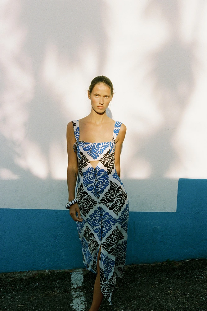 PRINTED MIDI DRESS