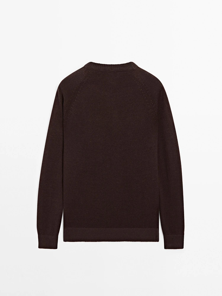 Linen blend crew neck sweater