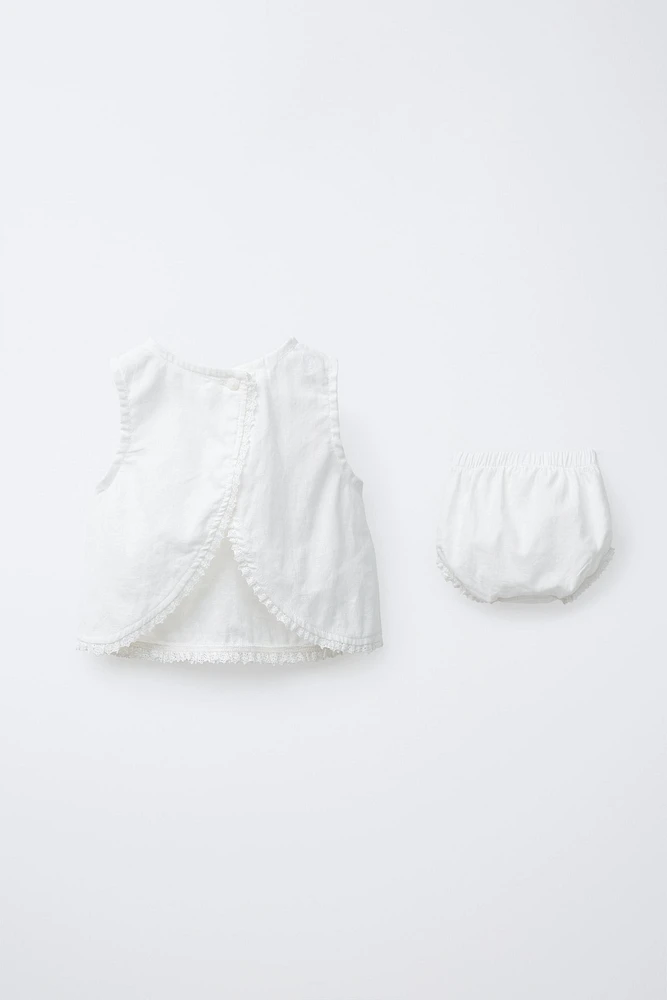 LINEN LACE SHIRT AND BLOOMERS SET