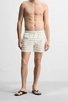 SHORT DE BAIN COUPE CLASSIQUE À IMPRIMÉ GÉOMÉTRIQUE