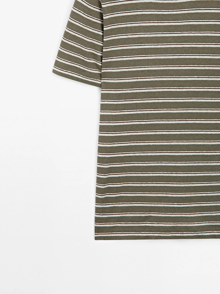 T-shirt à rayures coton et lin