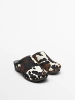 Animal print hair-on clogs