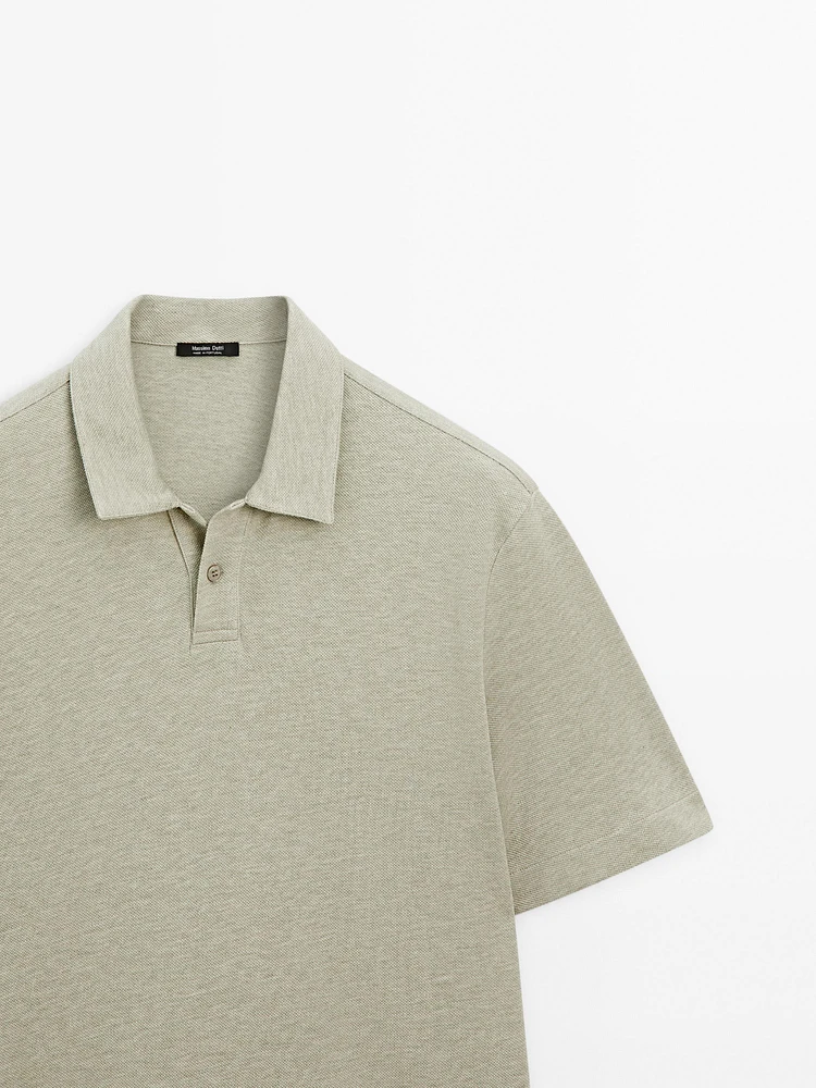 Polo manches courtes texturé en piqué