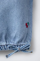 EMBROIDERED CHERRY DENIM SHIRT