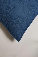 CONTRAST PILLOW SHAM FOR QUILT WITH RAISED FLORAL DESIGN