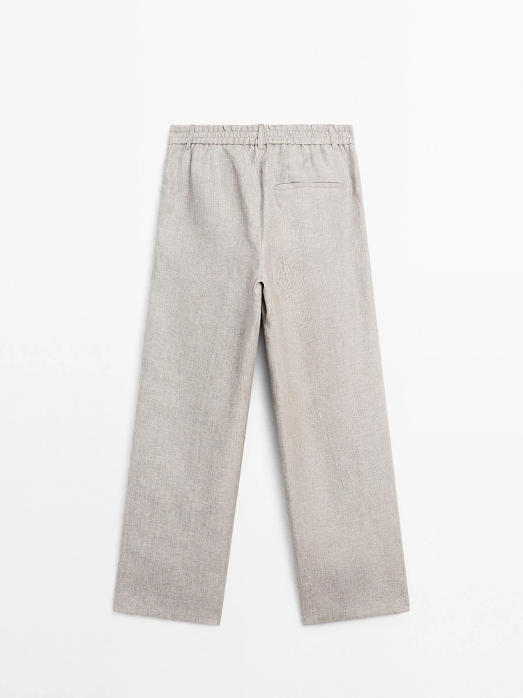 Pinstriped wide-leg linen trousers