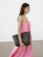 Robe longue froncée à encolure américaine