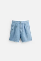 100% LINEN WASHED BERMUDA SHORTS