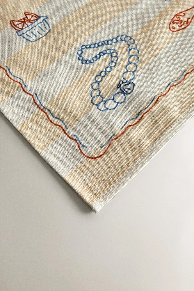 SERVIETTES DE TABLE BANDES PRINT VAISSELLE (LOT DE 2)