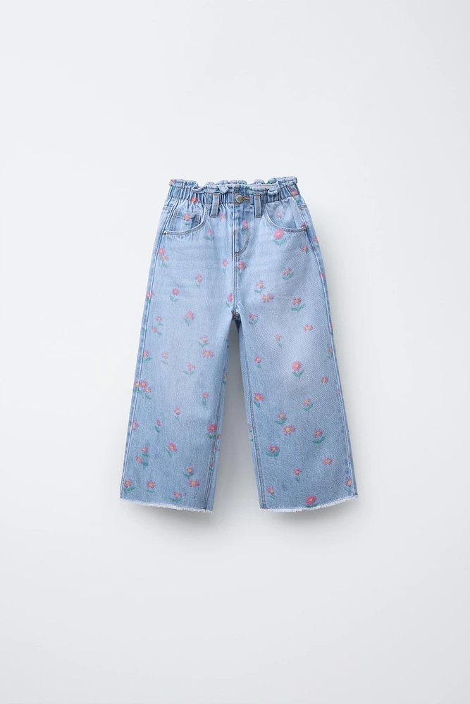 FLORAL PAPERBAG JEANS