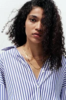 STRIPED SHIRT WITH WIDE METALLIC THREAD SLEEVES