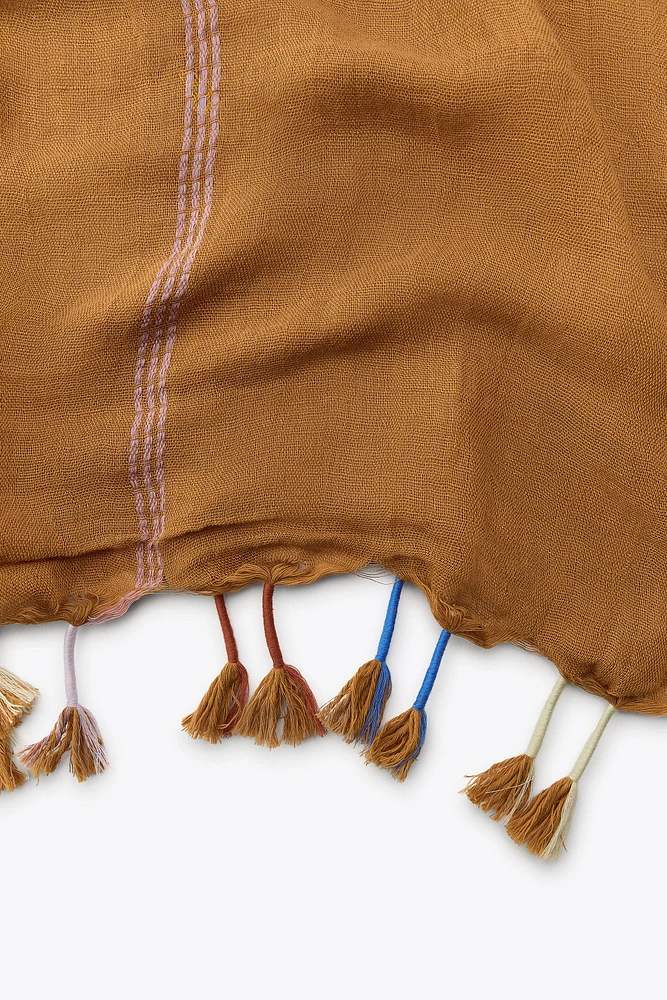 FOULARD À RAYURES AVEC LIN