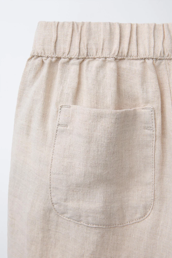 100% LINEN CROSSOVER PANTS