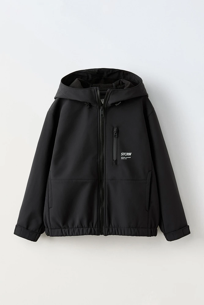 WATER REPELLENT TECHNICAL JACKET WITH HOOD