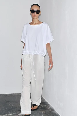 T-SHIRT EN COTON FRONCÉ
