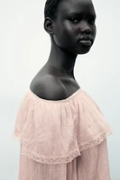COLD-SHOULDER BIB SHIRT