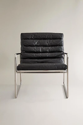 METAL AND LEATHER ARMCHAIR