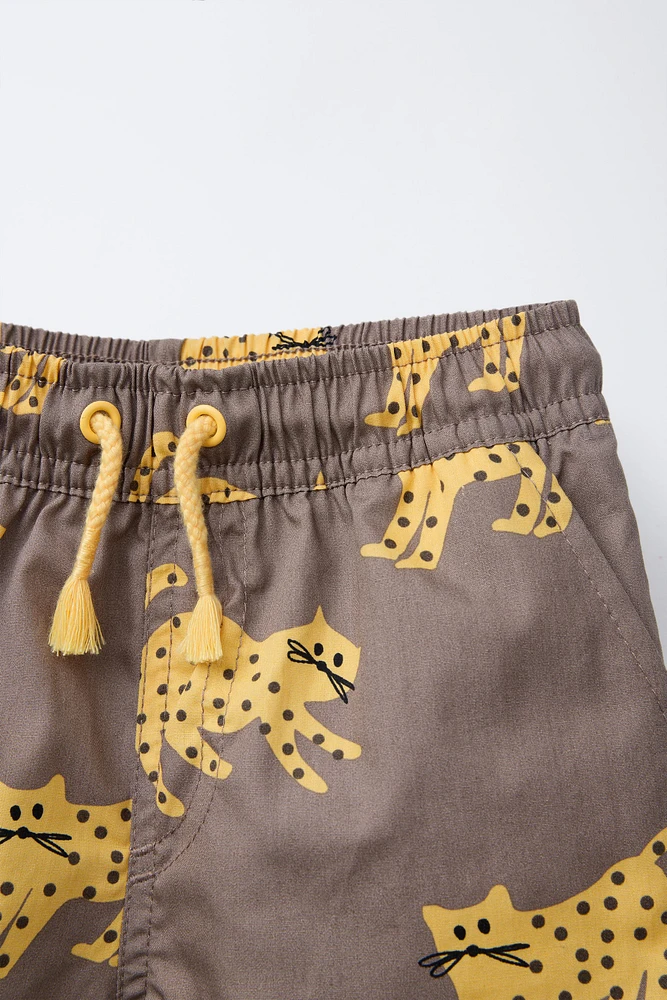 2-6 YEARS/ KITTEN PRINT SWIM SHORTS