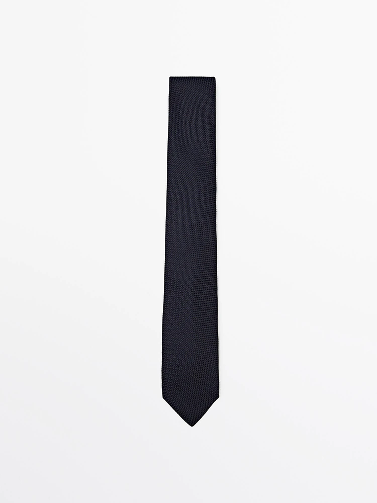 Cravate micro-texturée 100 % soie héron