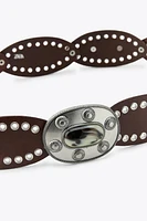 OVAL STUDDED LEATHER BELT