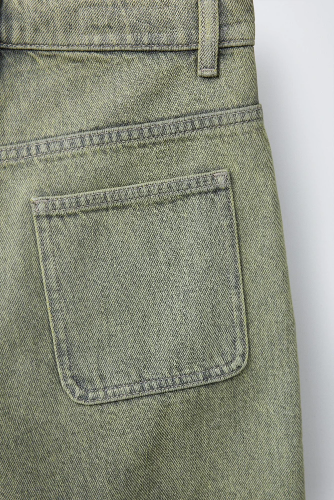 LONG BERMUDA EN DENIM EFFET DÉLAVÉ