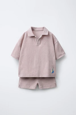 ENSEMBLE JOGGING POLO ET BERMUDA ÉPONGE ÉTIQUETTE