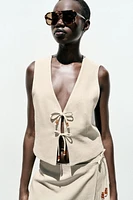 BEADED LINEN VEST