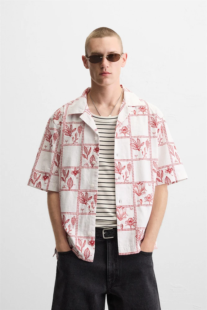 CHEMISE BRODERIES CONTRASTE