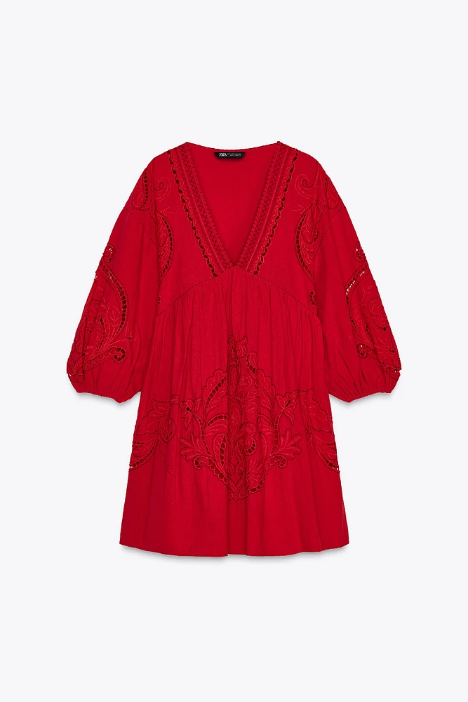 ZW COLLECTION SHORT EMBROIDERED DRESS