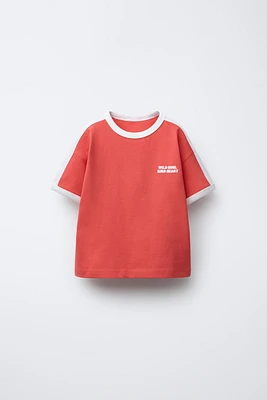 RAISED TEXT PRINT T-SHIRT