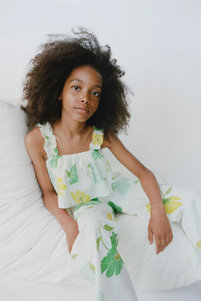 PANTALON DROIT IMPRIMÉ FLEURS