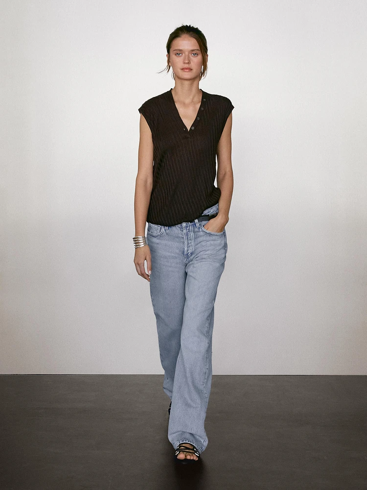 Top en maille fine 100 % lin