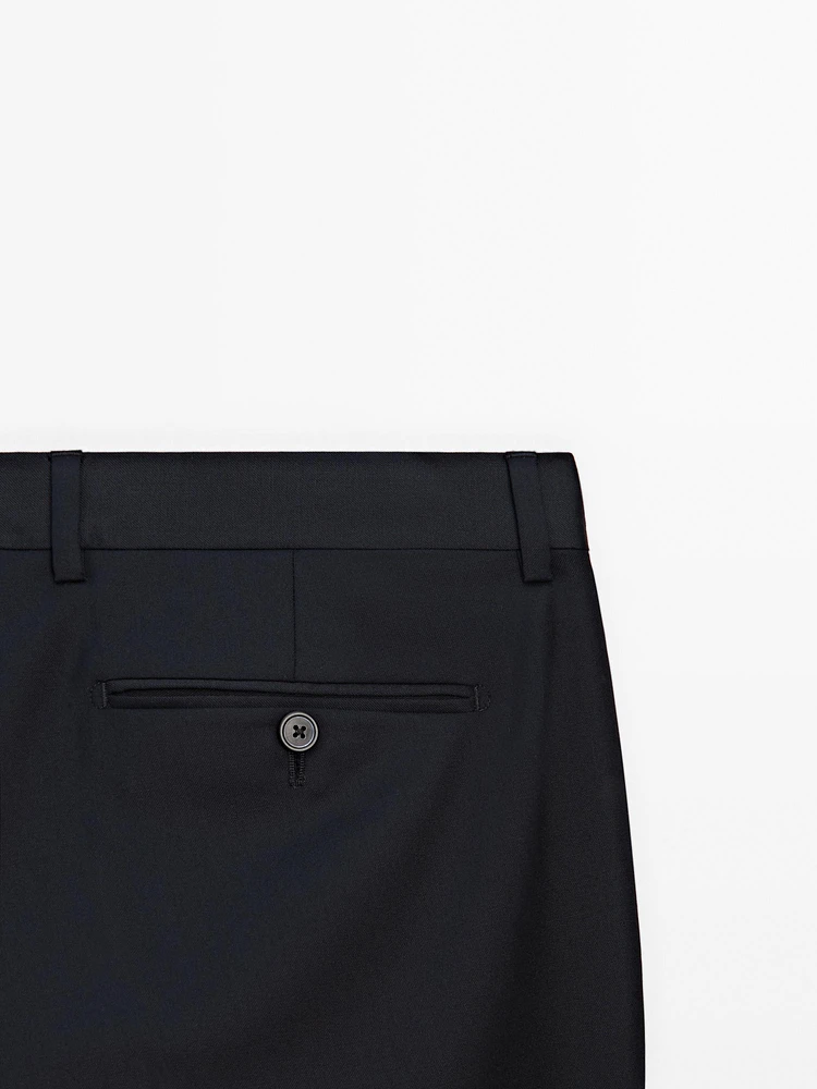 Plain wool suit pants