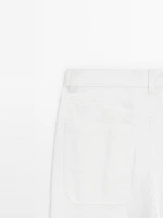 Pantalon straight cropped en coton mélangé