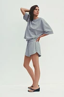 METALLIC THREAD FLEECE SHORTS