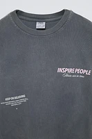 WASHED EFFECT SHIRT WITH TEXT