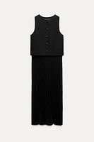 PLEATED COMBINATION DRESS